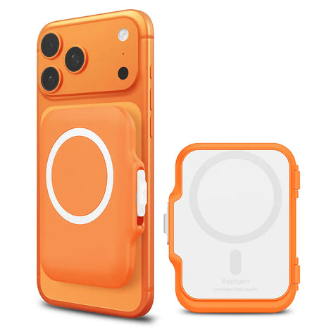 Suport Spigen Magnetic Wallet TinTap MagFit+ (AFA11380), MagSafe, Easy Access, Minimalist Construction, Portocaliu
