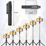 Suport Techsuit Selfie Stick (K07), Compact Tripod Mount with Bluetooth Remote Control, Foldable, 70cm, Negru