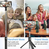 Suport Techsuit Selfie Stick (K07), Compact Tripod Mount with Bluetooth Remote Control, Foldable, 70cm, Negru