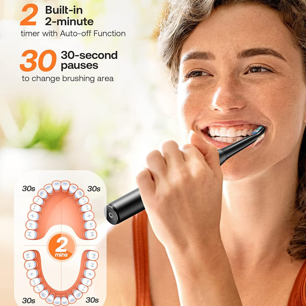 Bitvae Electric Toothbrush Daily (D2), Ultrasonic, 8 Heads, Case, Timer, 5 Modes, W-shape Bristles, Rechargeable, Alb