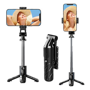 Suport Techsuit Mini Selfie Stick (K03), Compact Tripod Mount with Bluetooth Remote Control, Foldable, 70cm, Negru