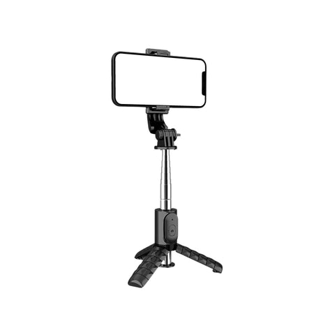 Suport Techsuit Mini Selfie Stick (Q11), Stable Tripod with Bluetooth Remote Control, 360 Rotation, Stainless Steel, 74cm, Negru