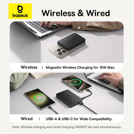 Baterie externa Baseus Airpow II (P10080000123-00), Magnetic, Qi2 Technology, 22.5W, 10000mAh, Negru