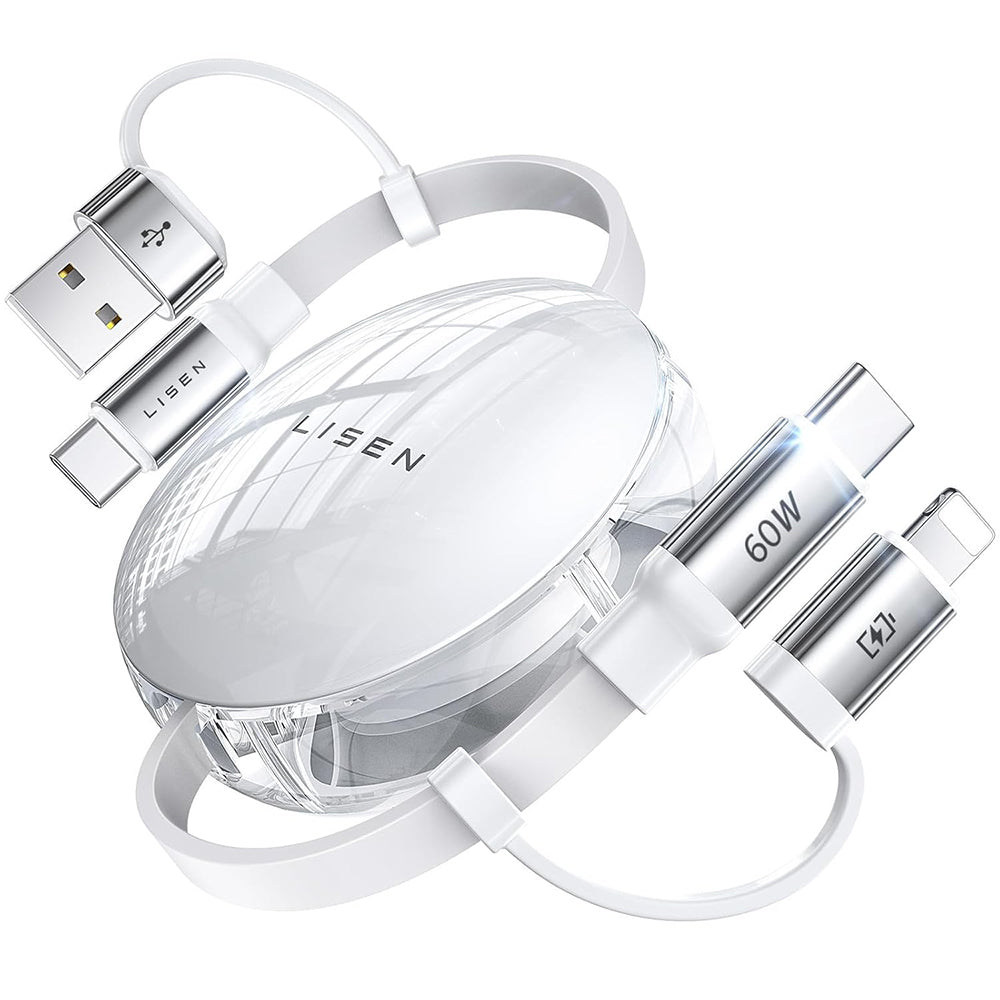 Cablu cu 2x Adaptor, USB, Lightning, USB-C, 60W, 1m - Lisen (YL0123030001) - White