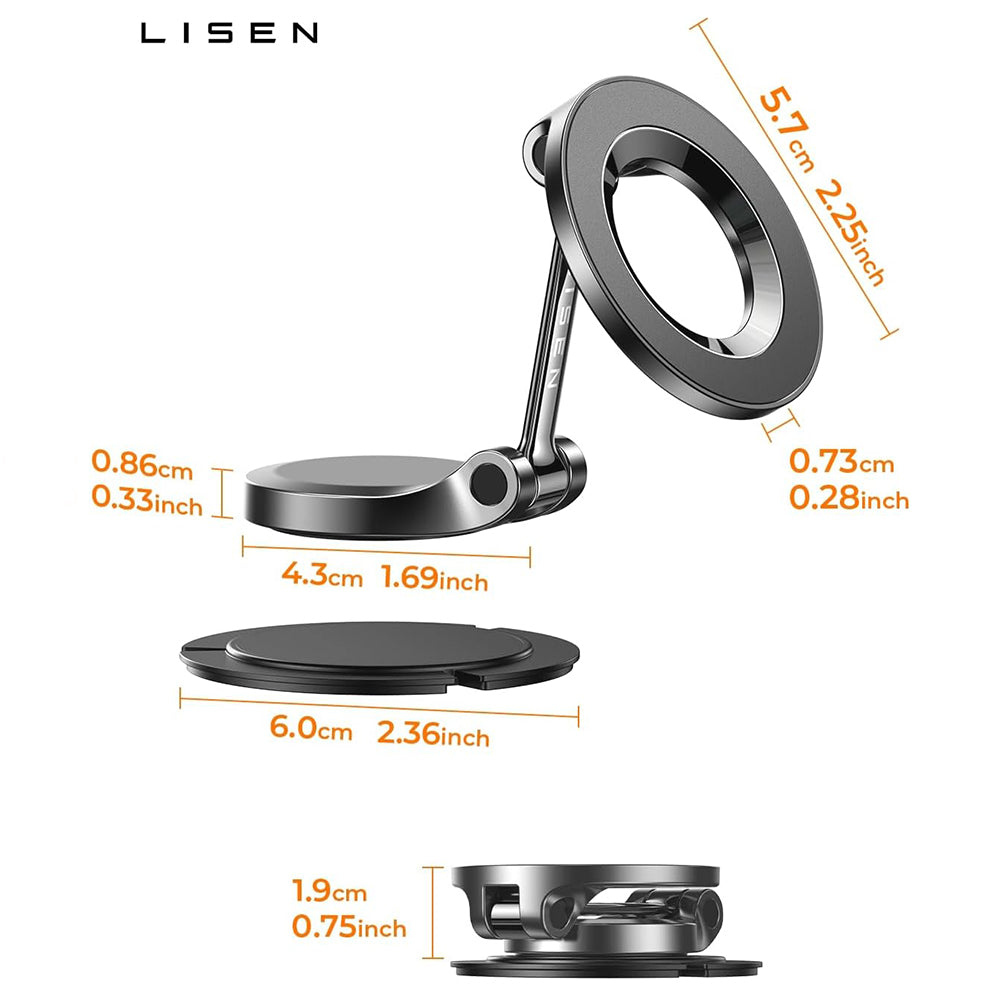 Suport Auto Lisen (YL0223080002), MagSafe, Rotire 360°, Negru