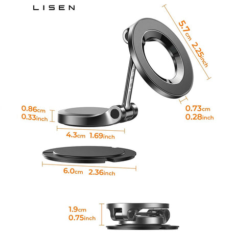 Suport Auto Lisen (YL0223080002), MagSafe, Rotire 360°, Negru