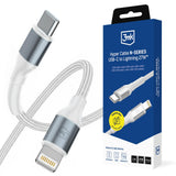 Cablu 3mk Hyper N-Series, USB-C la Lightning, 27W, 1m, Alb