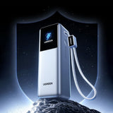 Ugreen Baterie externa Ugreen PB728 (75702B), with 2x Built-in USB-C Cable, USB, Type-C, Digital Display, 25000mAh, 200W