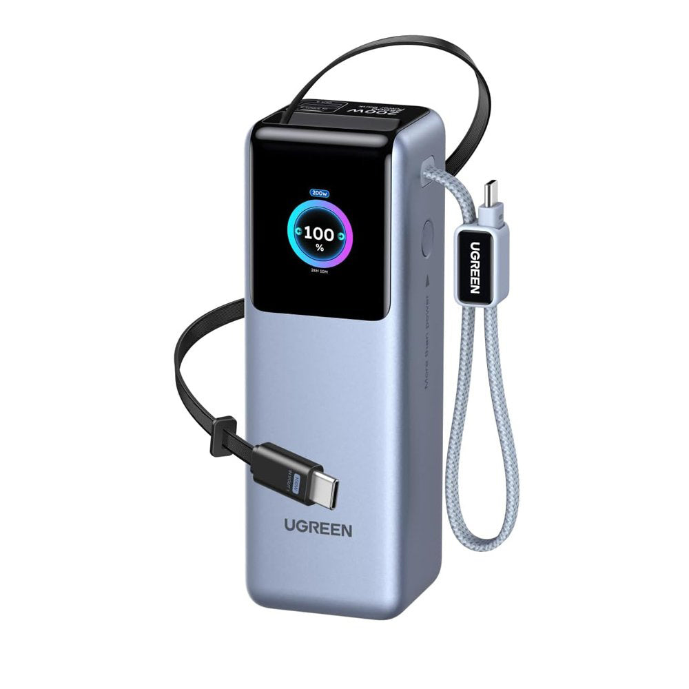 Ugreen Baterie externa Ugreen PB728 (75702B), with 2x Built-in USB-C Cable, USB, Type-C, Digital Display, 25000mAh, 200W