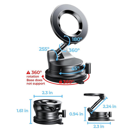 Suport Auto Lisen (A608), Magnetic, 360° Rotire, Negru