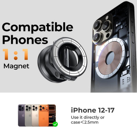 Suport Auto Lisen (A608), Magnetic, 360° Rotire, Negru