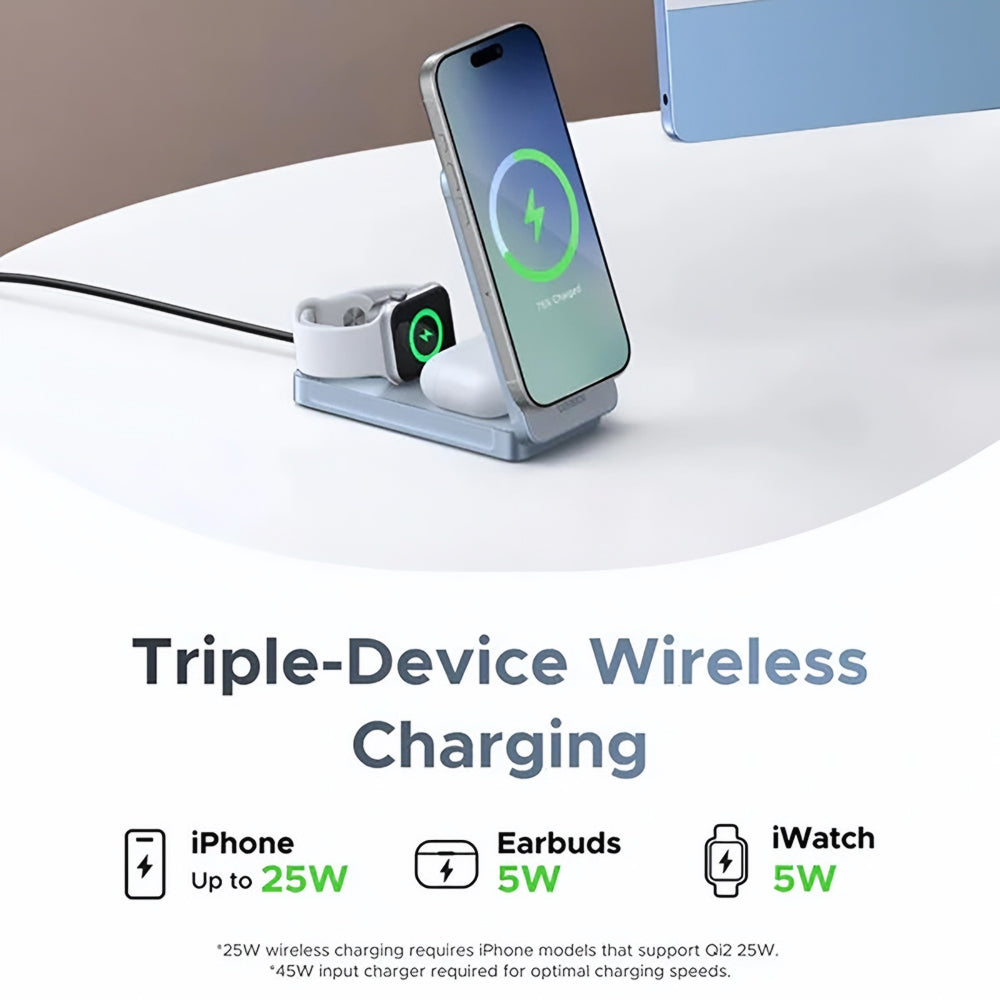 Ugreen Incarcator Ugreen Wireless Charging Station W757 (65901), MagSafe, Fast Charging, Qi2, for iPhone, AirPods, Apple
