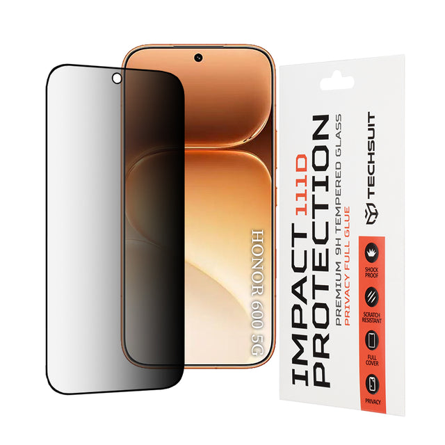 TechSuit Folie de protectie Techsuit 111D Privacy Full Glue compatibil cu Honor 600 / 600 Pro, Negru