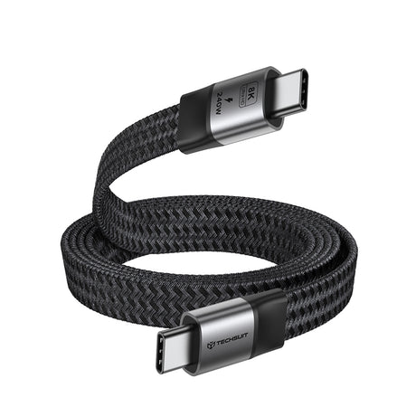 Cablu Techsuit ElysiumSync Pro (CX1), Type-C, PD240W, 1m, Gri