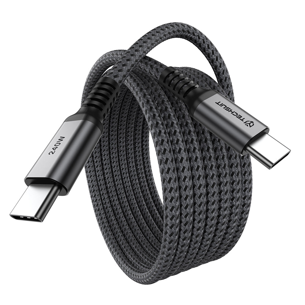 Cablu Techsuit TitanSync Pro (CX2), Type-C, PD240W, 1m, Gri