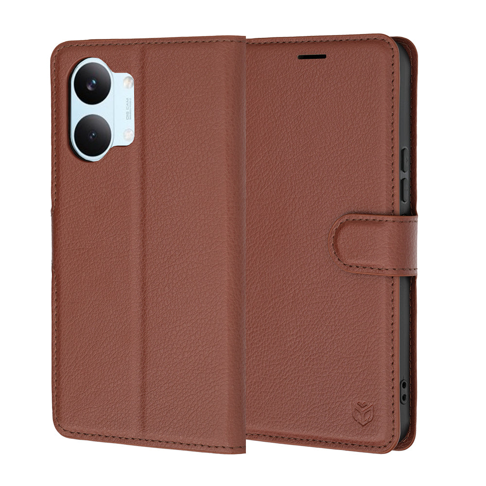 Husa de protectie Techsuit Leather Folio compatibil cu Xiaomi Poco X8 Pro Max, Maro