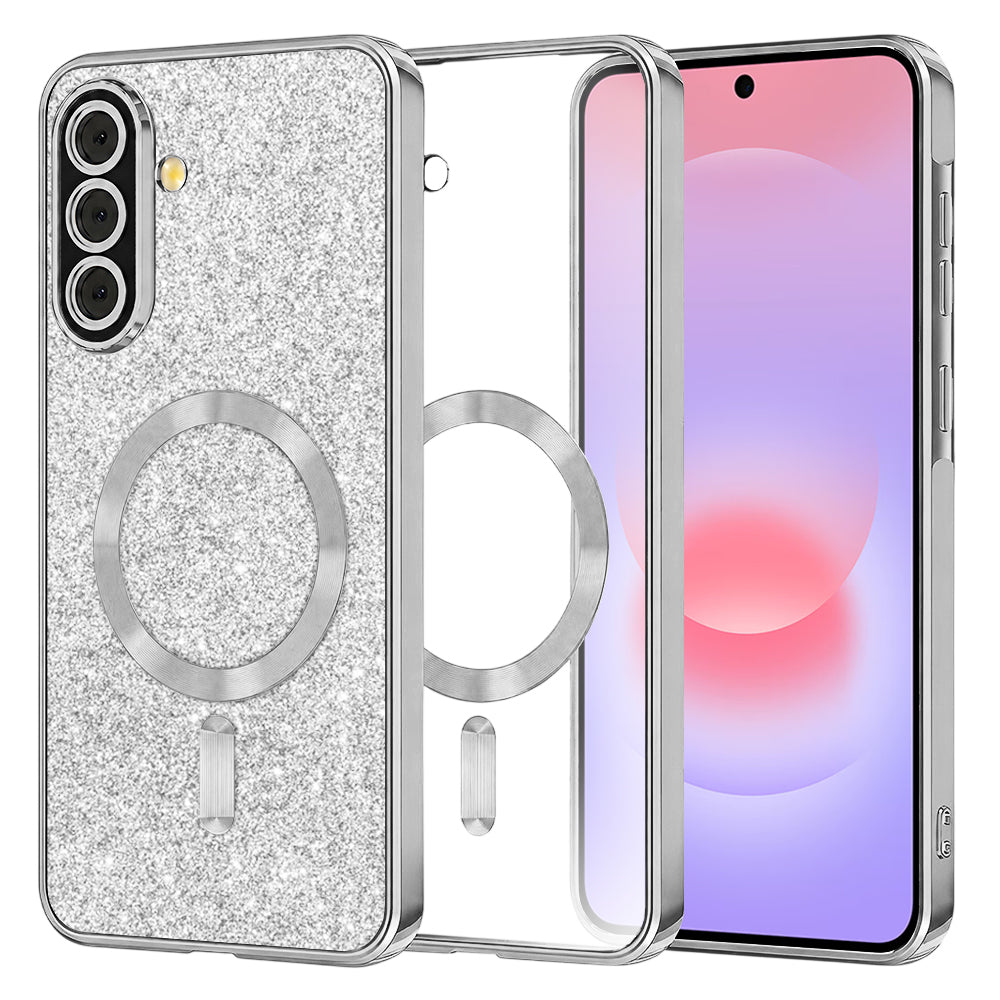 Husa de protectie Techsuit Luxury Glitter MagSafe compatibil cu Samsung Galaxy A37 5G, Argintiu