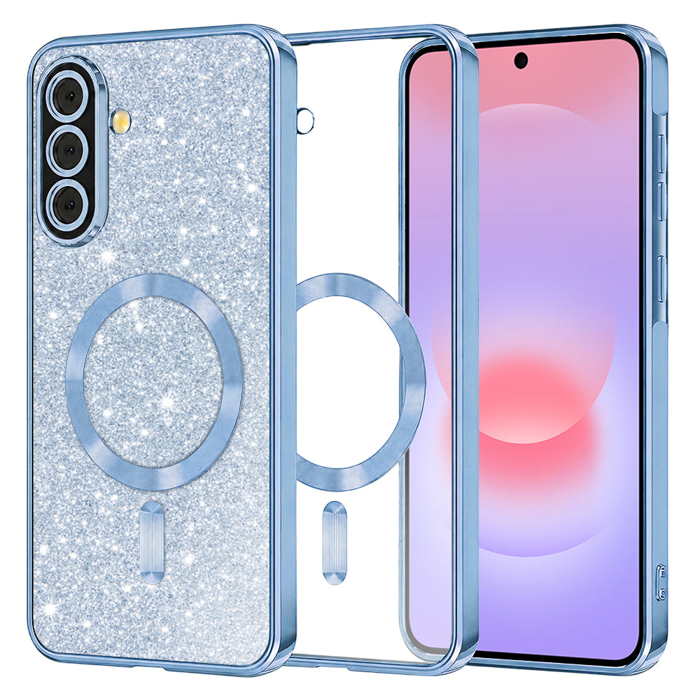Husa de protectie Techsuit Luxury Glitter MagSafe compatibil cu Samsung Galaxy A37 5G, Albastru