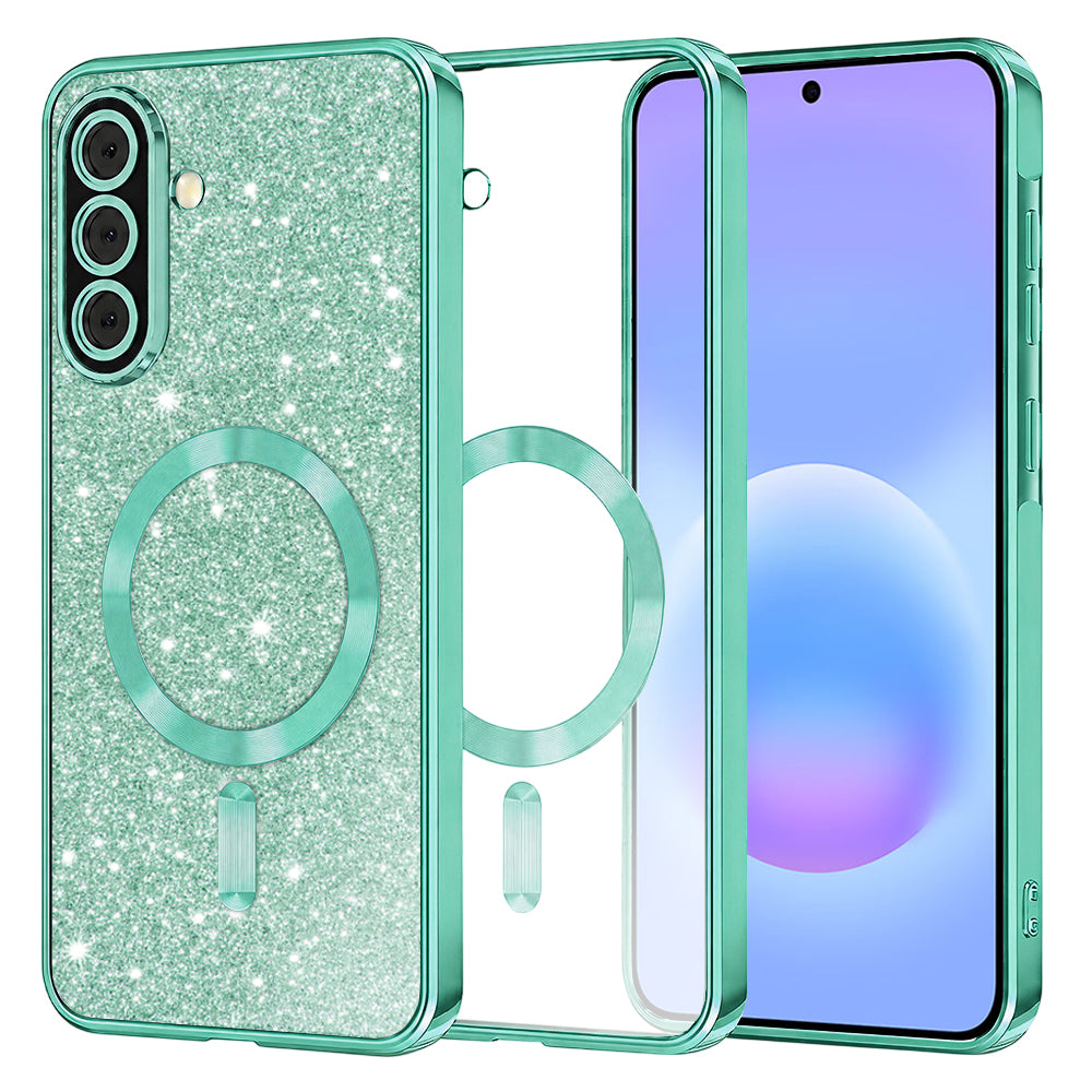 Husa de protectie Techsuit Luxury Glitter MagSafe compatibil cu Samsung Galaxy A57 5G, Verde deschis