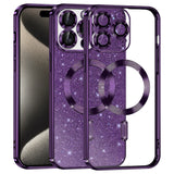 Husa de protectie Techsuit Luxury Glitter MagSafe compatibil cu iPhone 15 Pro Max, Mov