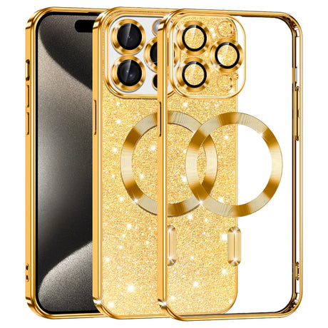 Techsuit Luxury Glitter compatibil MagSafe husă aurie pentru iPhone 15 Pro Max