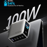 Incarcator Ugreen (65620B), 4x Type-C, 100W, GaN, Gri