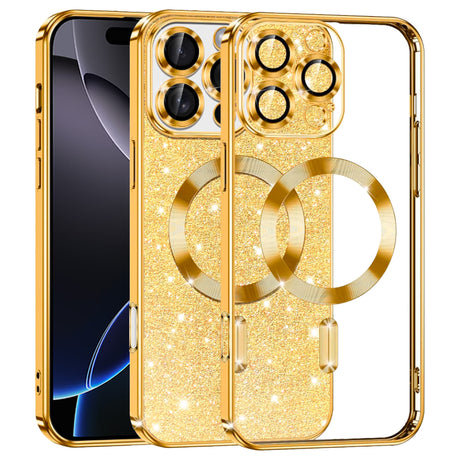 Husă Techsuit Luxury Glitter compatibil MagSafe pentru iPhone 16 Pro Max, aurie