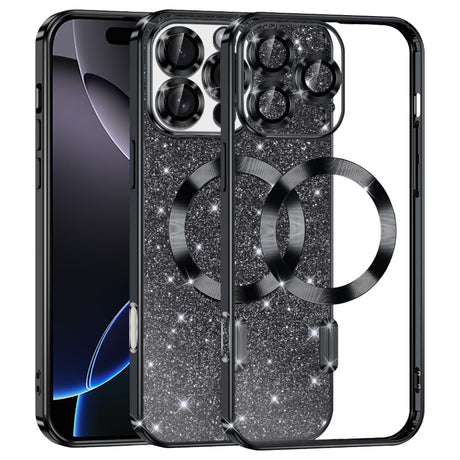 Husă Techsuit Luxury Glitter compatibil MagSafe neagră pentru iPhone 16 Pro Max