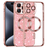 Husa de protectie Techsuit Luxury Glitter MagSafe compatibil cu iPhone 15 Pro, Roz Auriu