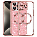 Husa de protectie Techsuit Luxury Glitter MagSafe compatibil cu iPhone 15 Pro Max, Roz Auriu