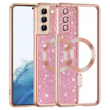 Husa de protectie Techsuit Luxury Glitter MagSafe compatibil cu Samsung Galaxy S21 5G, Roz Auriu