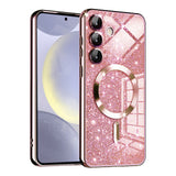 Husa de protectie Techsuit Luxury Glitter MagSafe compatibil cu Samsung Galaxy S24 Plus, Roz Auriu