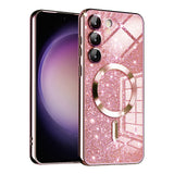 Husa de protectie Techsuit Luxury Glitter MagSafe compatibil cu Samsung Galaxy S23, Roz Auriu