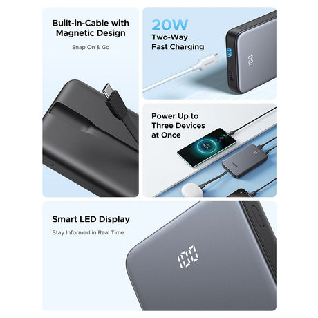 Baterie externa Ugreen PB526, 10000mAh, USB / Type-C, 20W, Gri