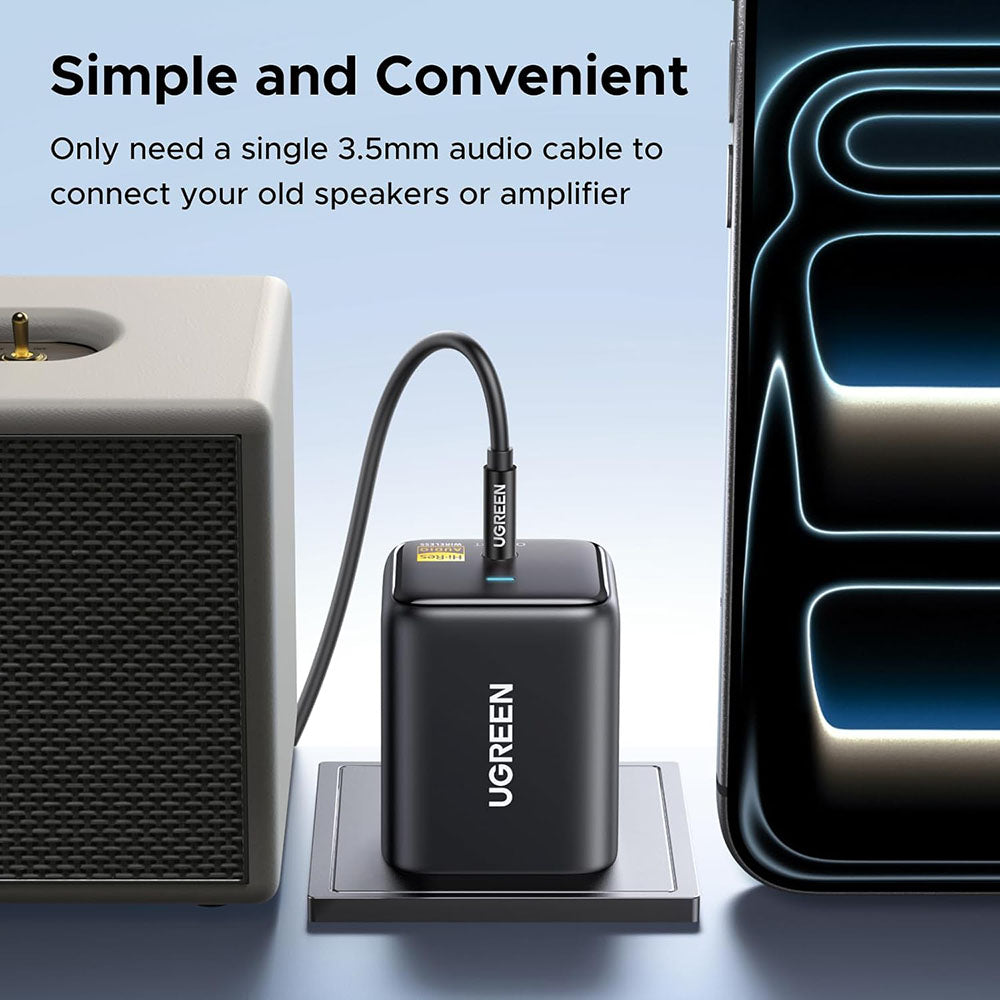 Adaptor Ugreen Bluetooth Receiver BT523 (65059), Jack 3.5mm, Hi-Res Audio, Negru