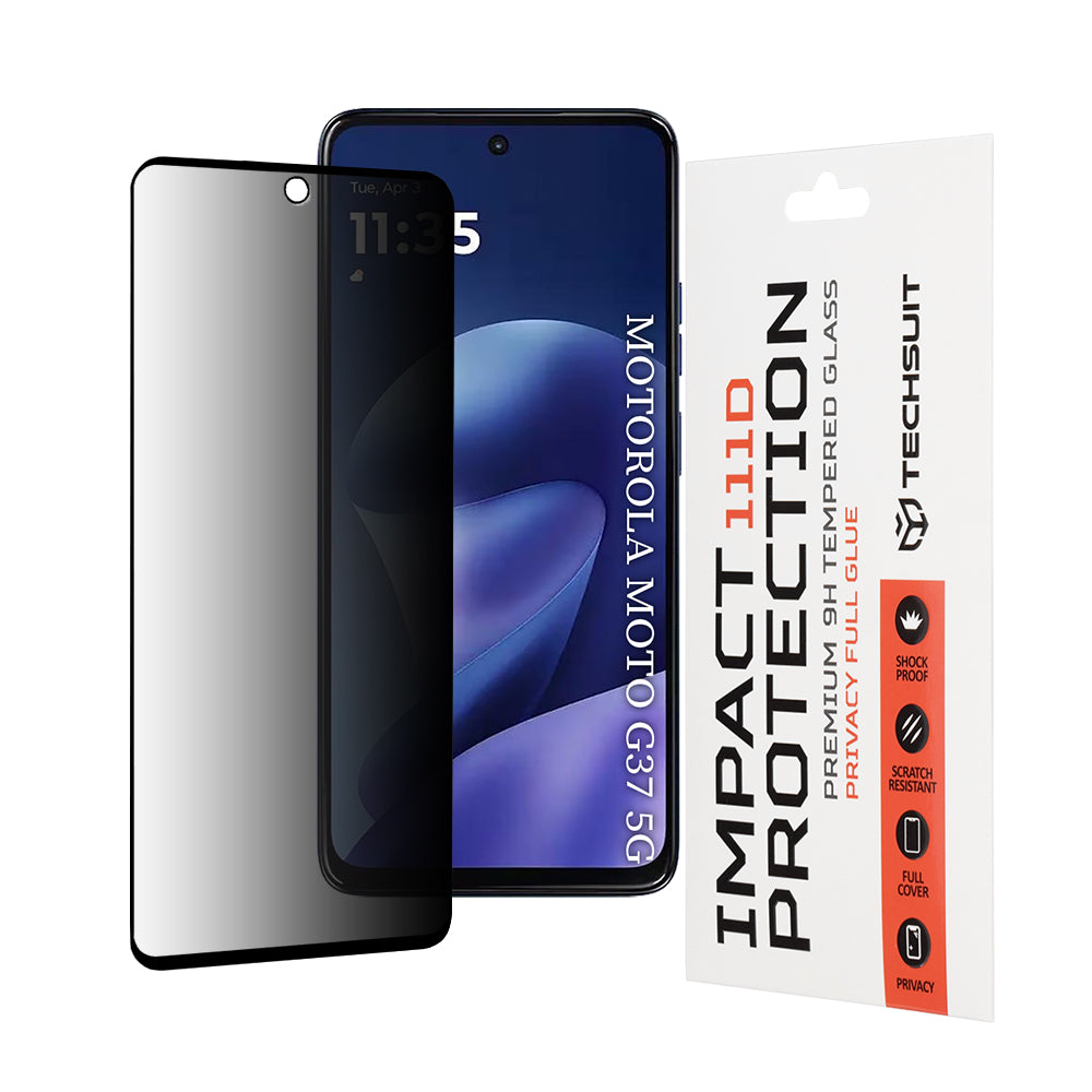Folie de protectie Techsuit 111D Privacy Full Glue compatibil cu Motorola Moto G37 / G37 Power / G47, Negru