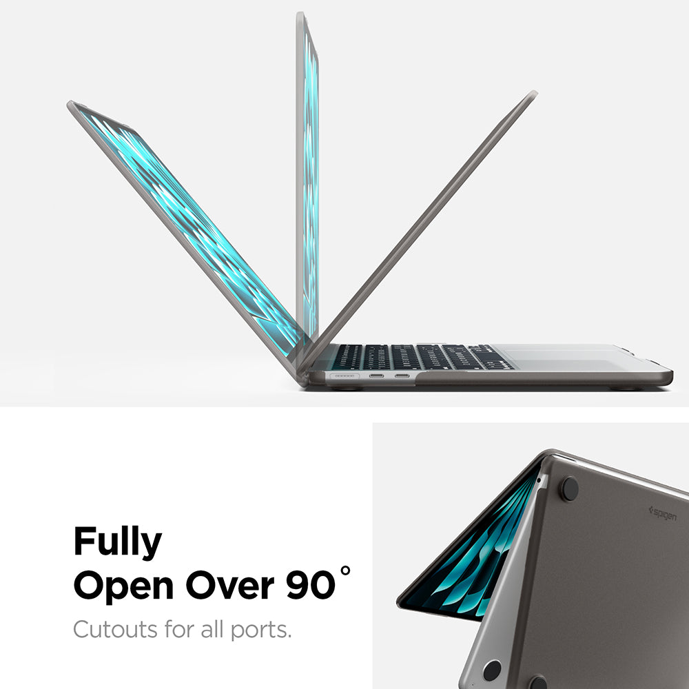 Husa laptop Spigen Airskin (ACS11531), MacBook Air 13" 2022, Policarbonat, Negru