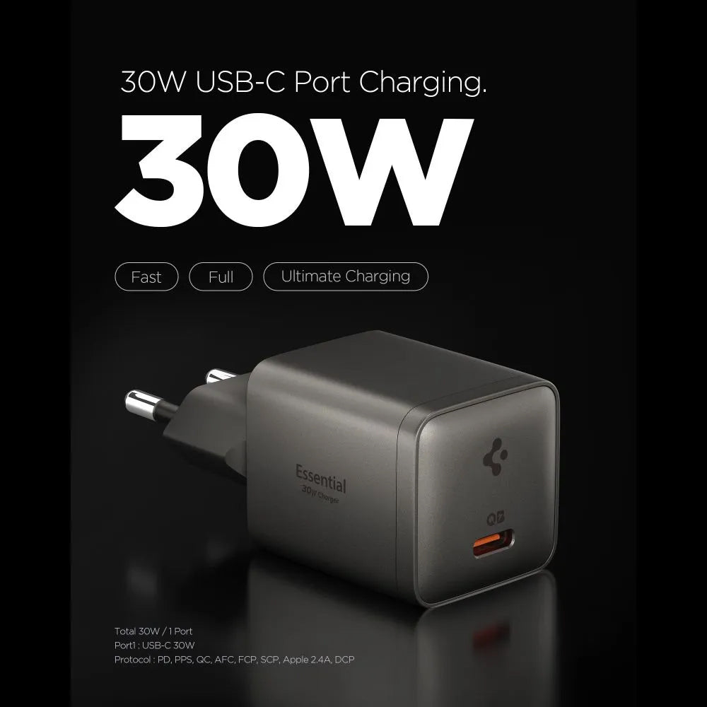 Incarcator Spigen (ACH10447), Type-C, 30W, Fast Charging, Gri