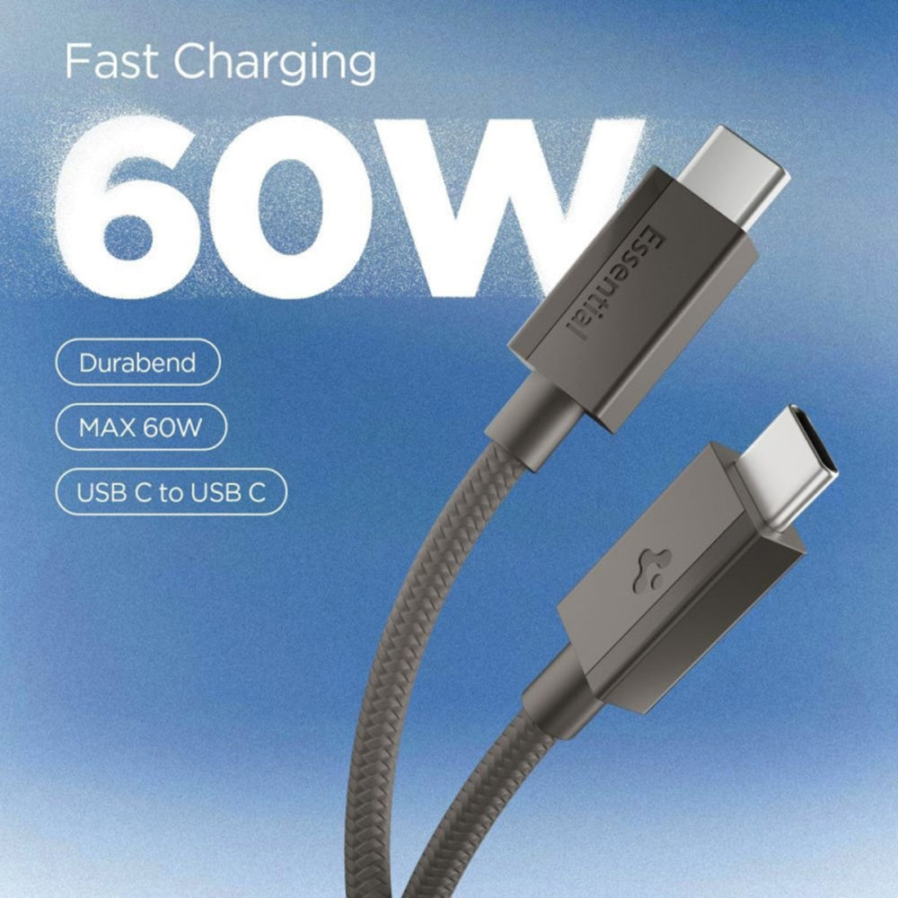 Cablu pentru Alimentare Type-C, 60W, 480Mbps - Spigen Essential EB6015CC (ACA10418) - Gunmetal