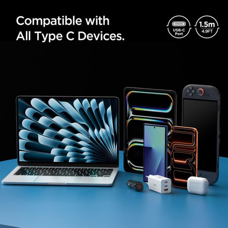 Cablu pentru Alimentare Type-C, 60W, 480Mbps - Spigen Essential EB6015CC (ACA10418) - Gunmetal