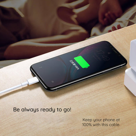 Cablu USB-C–USB-C Lito, 18 W, 2 m, alb
