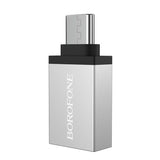 Adaptor Borofone OTG (BV3), USB-C la USB-A, Argintiu