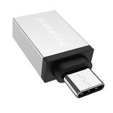 Adaptor Borofone OTG (BV3), USB-C la USB-A, Argintiu