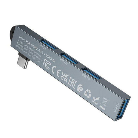 Hub Borofone 4in1 (FH1A), USB-C la 3x USB 2.0 + 1x USB 3.0, 5Gbps, Gri