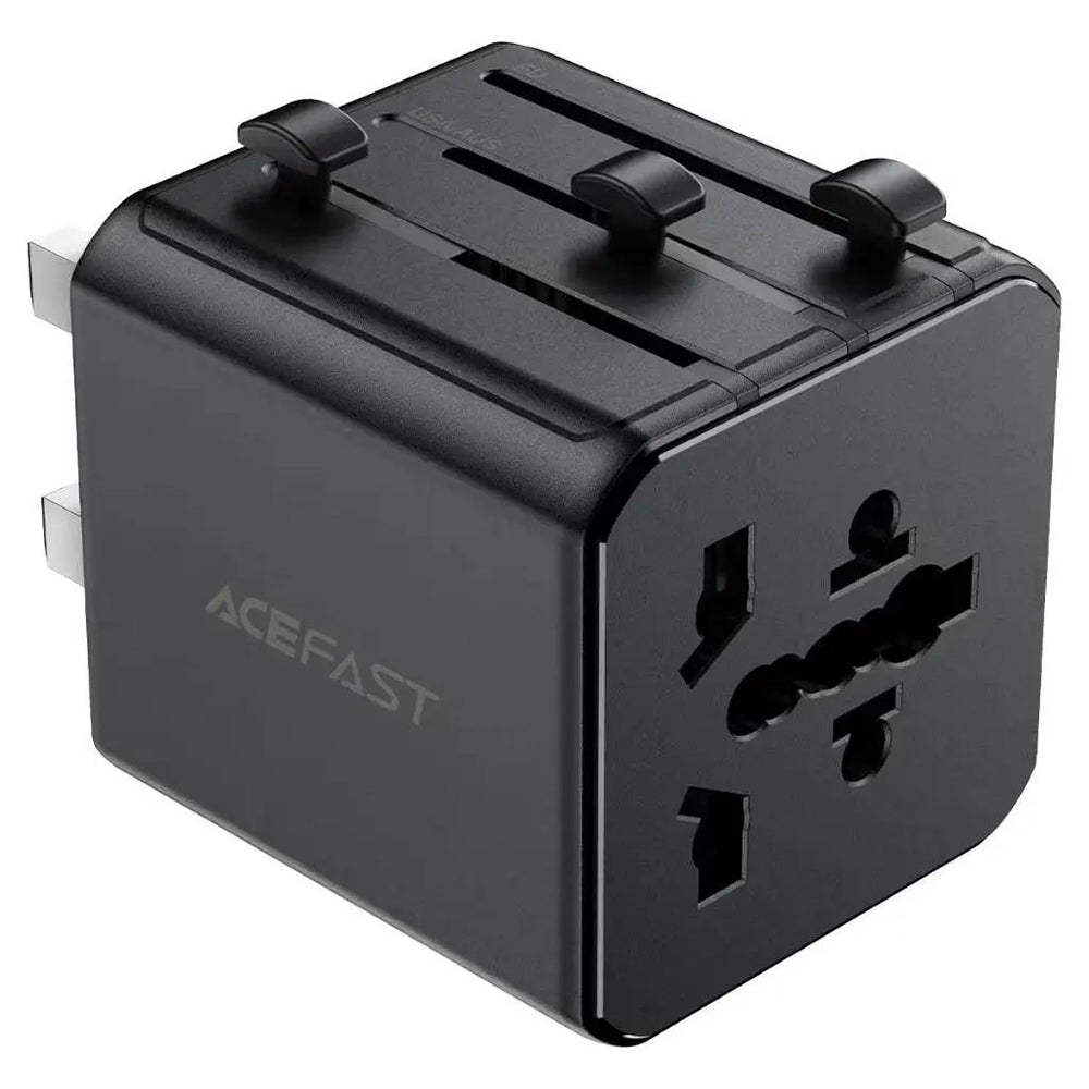 Adaptor Acefast Travel Adapter (Z11), EU/UK/US/AU, 2500W, Negru