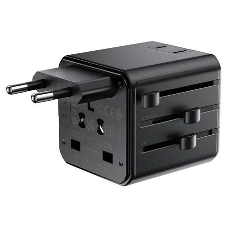 Adaptor Acefast Travel Adapter (Z11), EU/UK/US/AU, 2500W, Negru