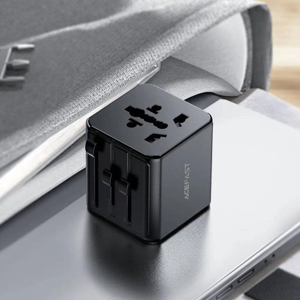 Adaptor Acefast Travel Adapter (Z11), EU/UK/US/AU, 2500W, Negru