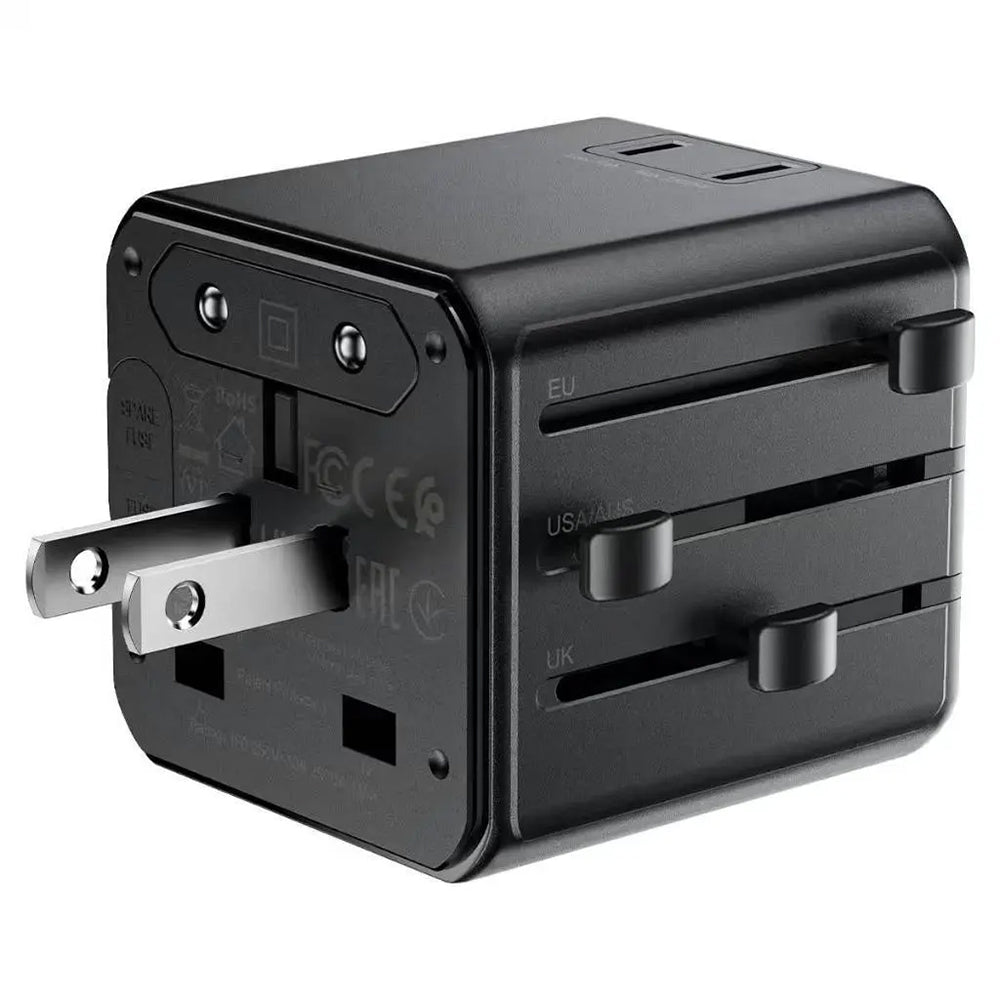 Adaptor Acefast Travel Adapter (Z11), EU/UK/US/AU, 2500W, Negru