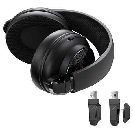 Casti Acefast H15, BT 6.0 + 2.4G + AUX, Latenta 0.02s, Negru