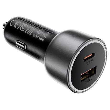 Incarcator Acefast (B21), USB / Type-C, 75W, Lumina Ambientala, Negru